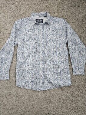 Panhandle Roughstock Snap Button Long Sleeve Paisley Design Shirt, Youth L/14